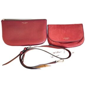 HENRI BENDEL Wine Red 2-in-1 Influencer Wallet on a String Crossbody Bag/s | EUC